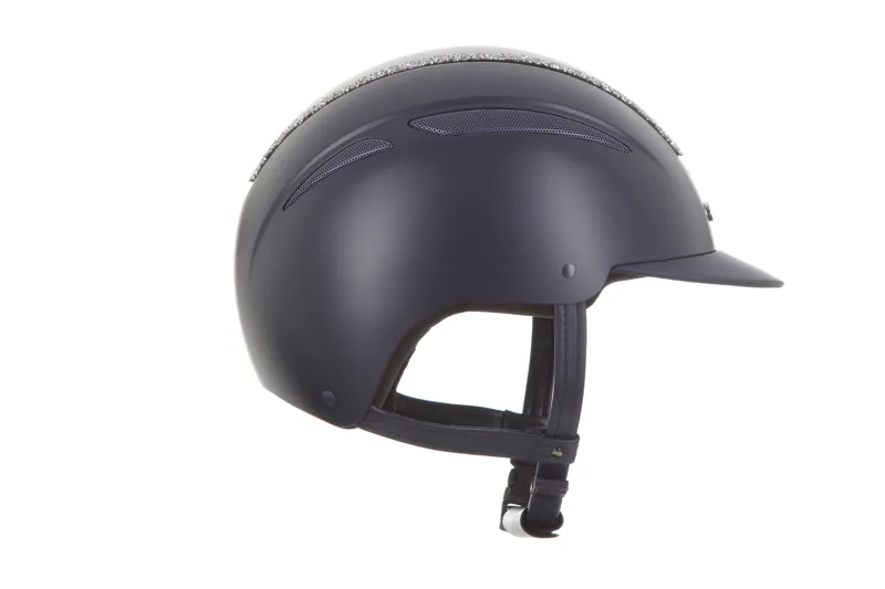 evoke Callisto Classic Peak Riding Hat in Navy with Silver Crystal Frame-3