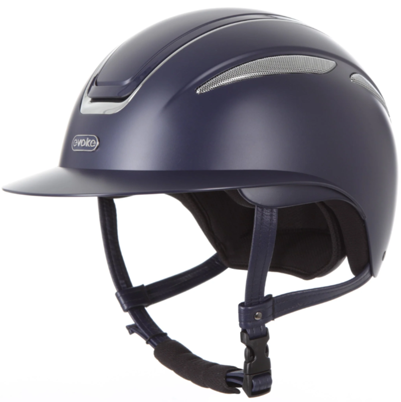 Evoke Callisto Wide Peak Riding Hat in Navy and Chrome-2