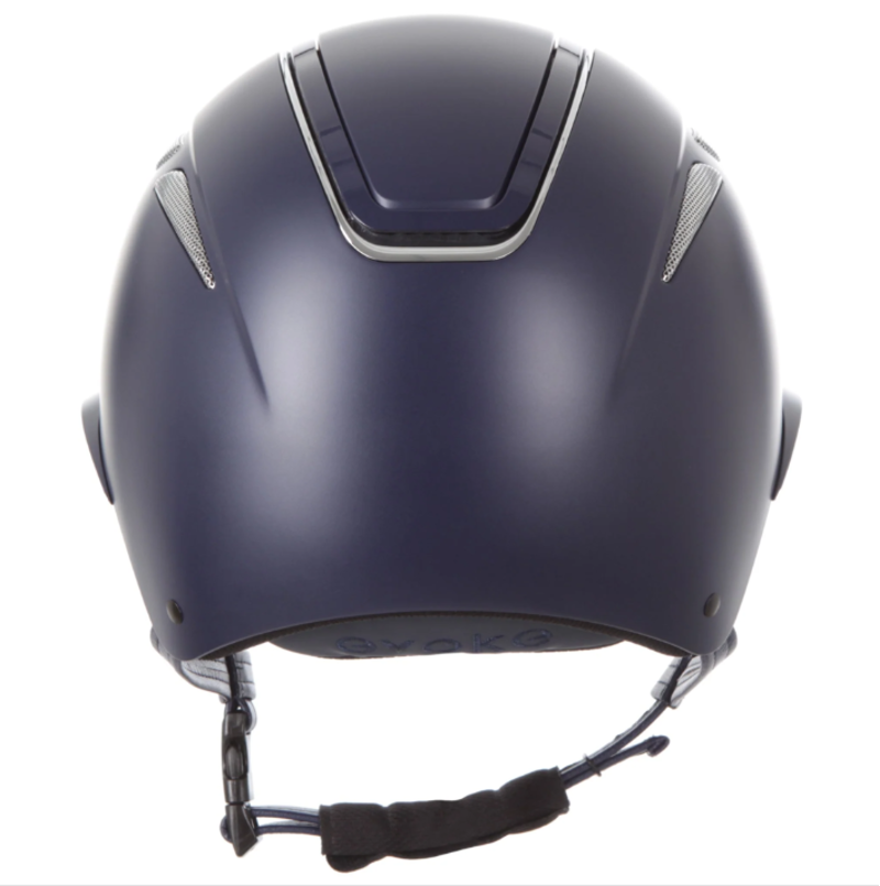 Evoke Callisto Wide Peak Riding Hat in Navy and Chrome-3