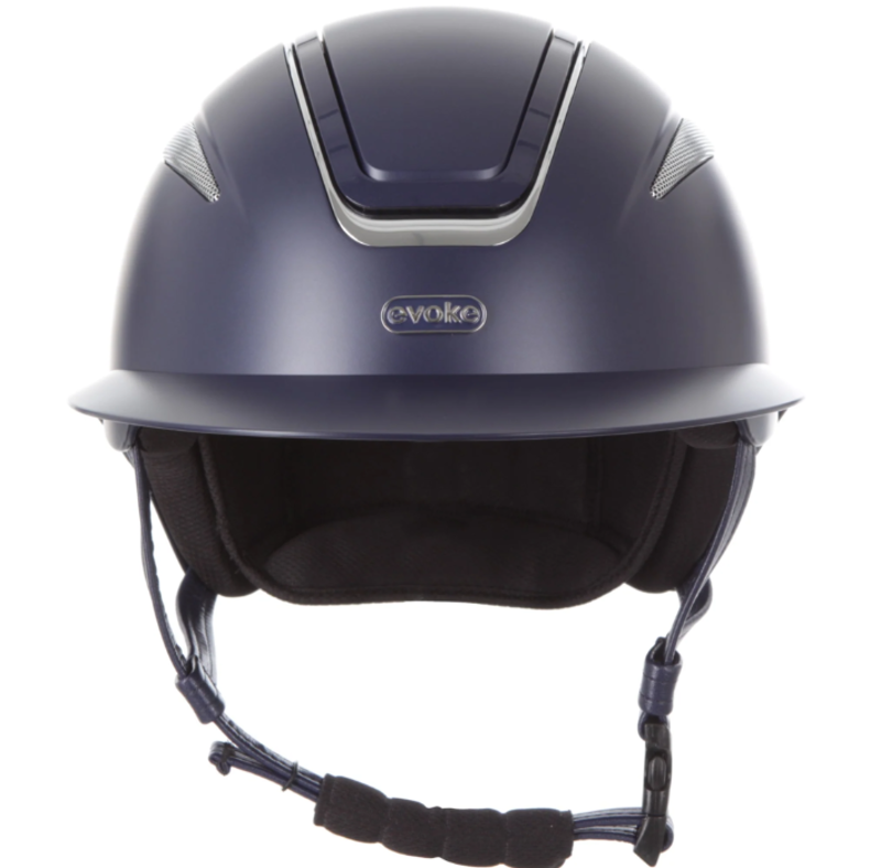 Evoke Callisto Wide Peak Riding Hat in Navy and Chrome