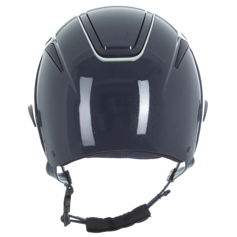 Evoke Callisto Wide Peak Riding Hat in Navy Metallic with Chrome-4