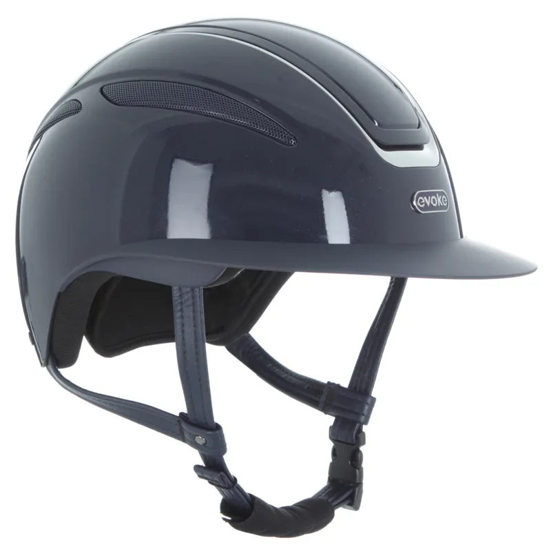 evoke Callisto Wide Peak Riding Hat in Navy Metallic and Chrome-2