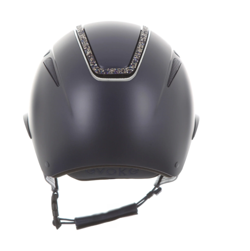 evoke Callisto Wide Peak Riding Hat in Navy with Navy Crystal Frame-2
