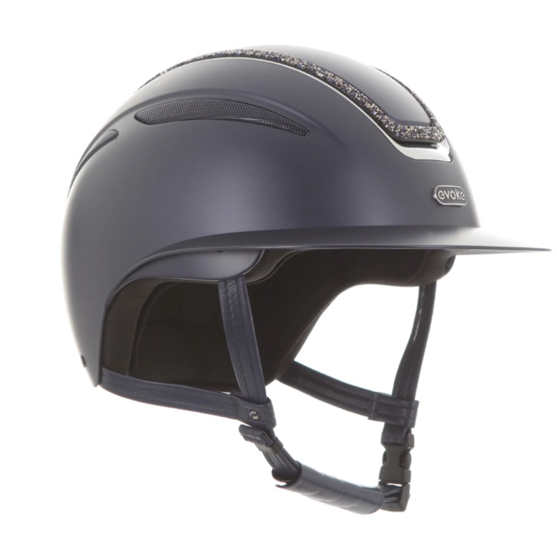 evoke Callisto Wide Peak Riding Hat in Navy with Navy Crystal Frame-4