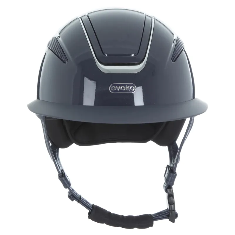 Evoke Callisto Wide Peak Riding Hat in Navy Metallic with Chrome