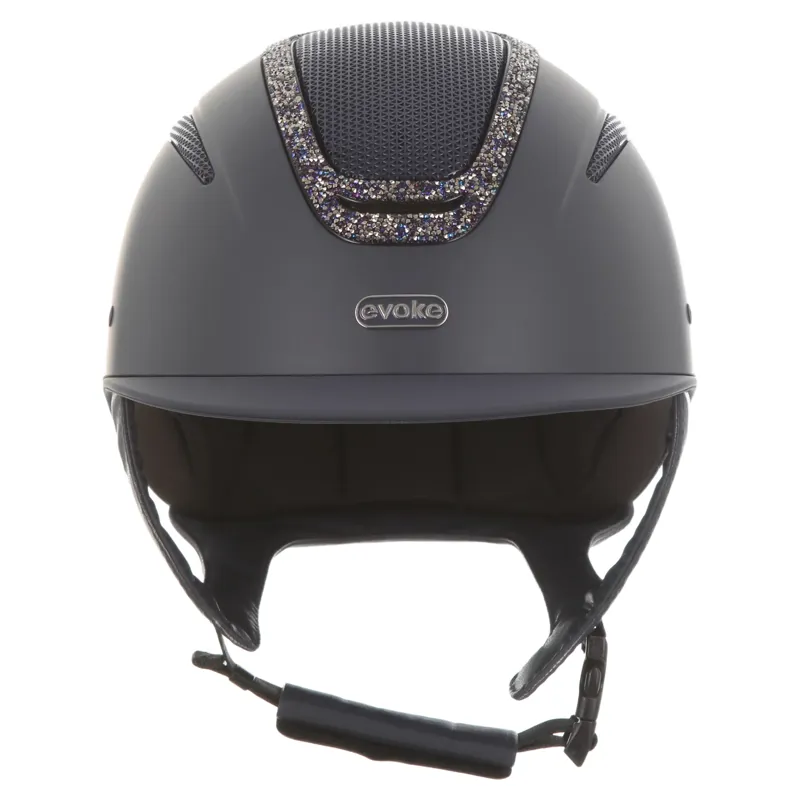 Evoke Elara Classic Peak Riding Helmet in Navy with Navy Crystal