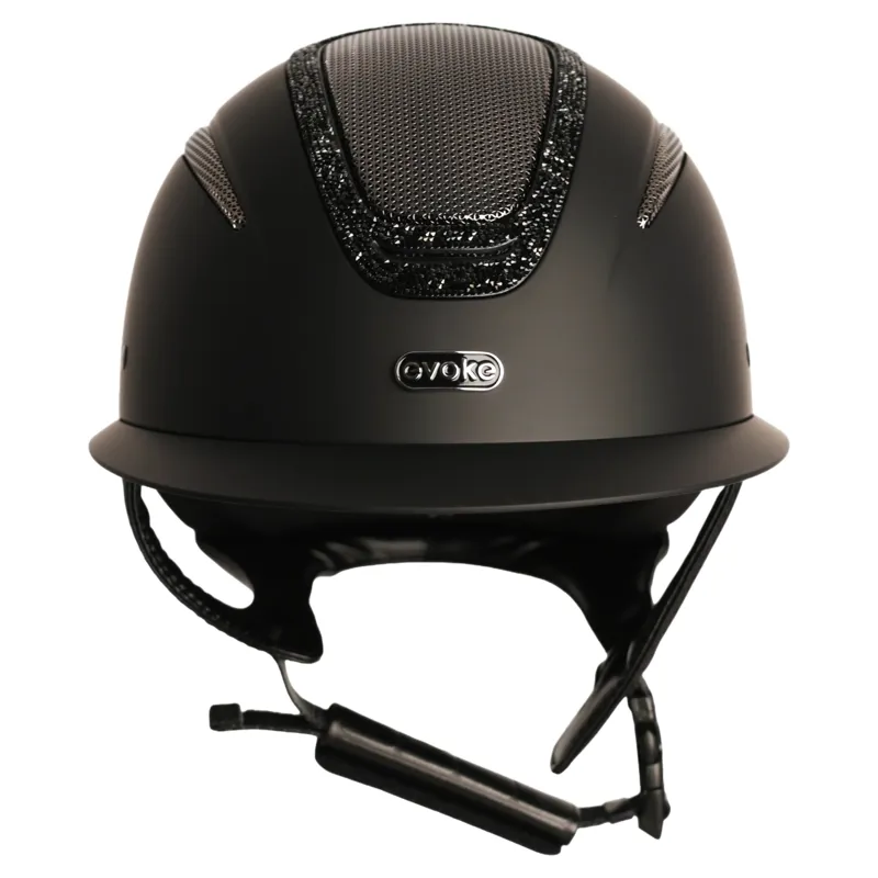 Evoke Elara Wide Peak Riding Helmet in Black with Black Crystal