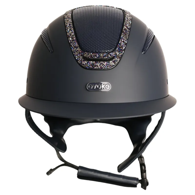 Evoke Elara Wide Peak Riding Helmet in Navy with Navy Crystal