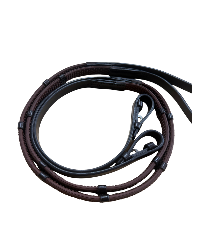Fairfax Continental Rubber Reins in  Brown