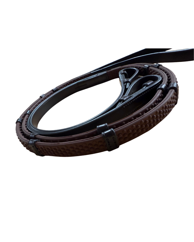 Fairfax Continental Rubber Reins in  Brown-1