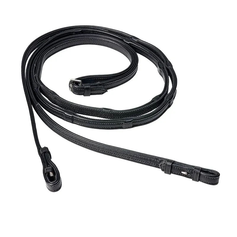 Fairfax Continental Rubber Lined Dressage Reins in Black