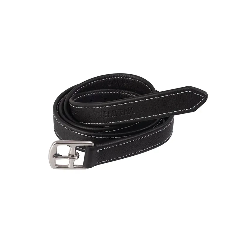 Fairfax World Class Stirrup Leathers in Black with Contrast Stitching