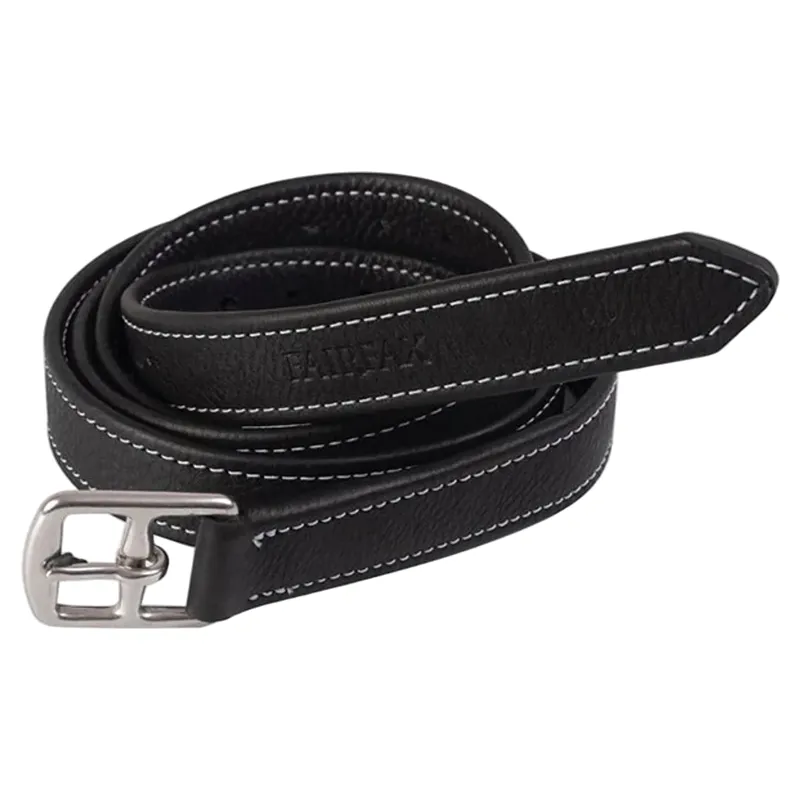 Fairfax World Class Stirrup Leathers in Black with Contrast Stitching
