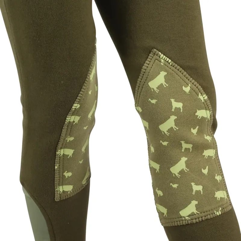 Hy Equestrian Little Knight Farm Jodhpurs Kids in Olive Green-3