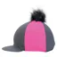 Hy Equestrian Hat Silk with Pom Pom in Grey/Pink - WEB EXCLUSIVE
