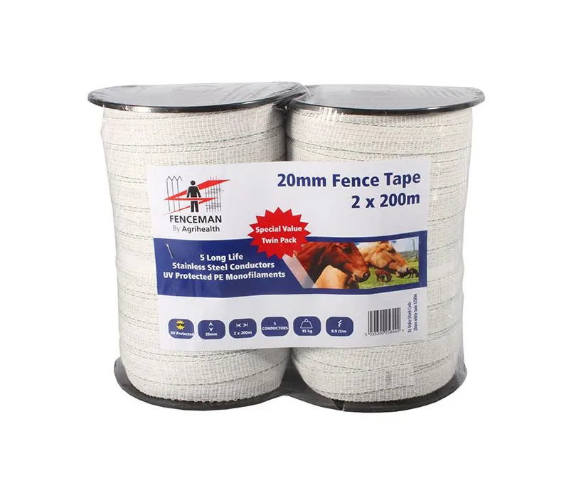 Fenceman Electric Fence Tape Twin Pack 20mm x 200m in White