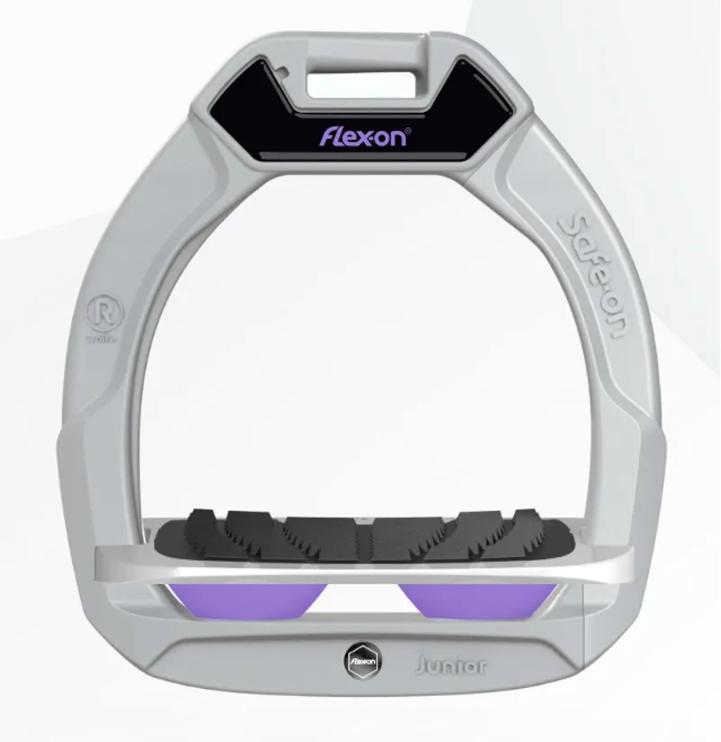 Flex-on Safe-on Junior Stirrups in Grey/Grey/Fresh Lila