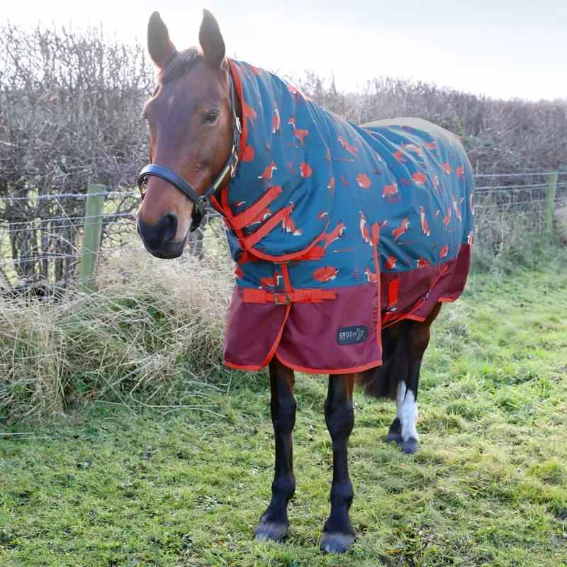 StormX Original Frivolous Fox 200 Combi Turnout Rug in Green-1
