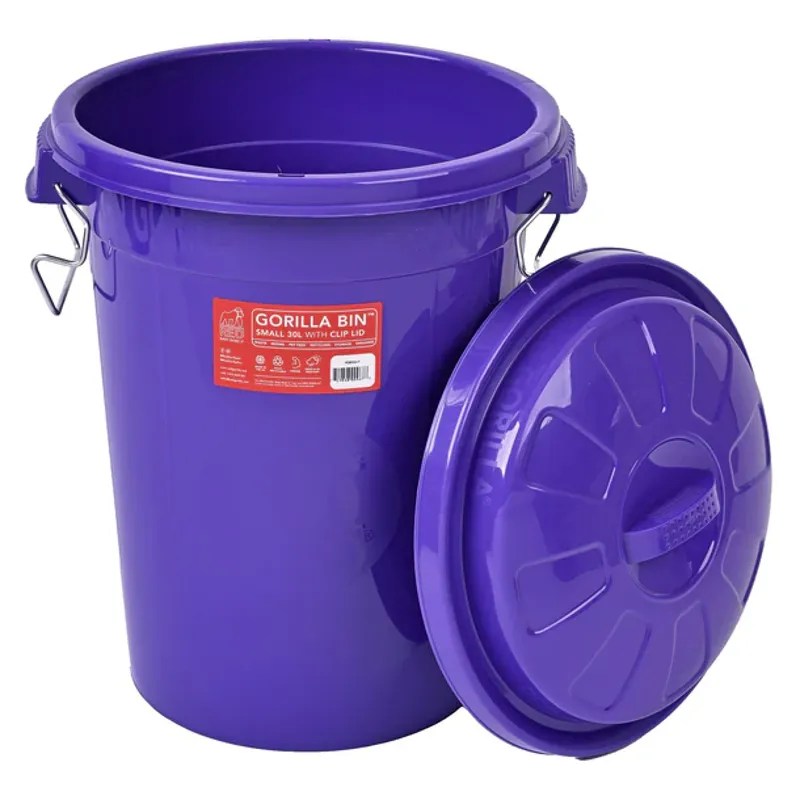 Red Gorilla Bin 30L with Clip Lid in Purple