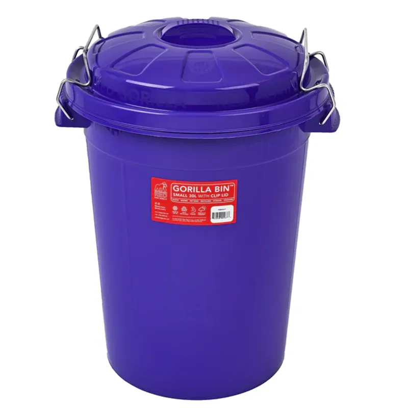 Red Gorilla Bin 30L with Clip Lid in Purple-1