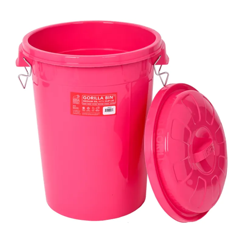 Red Gorilla 50L Bin with Clip Lid in Pink