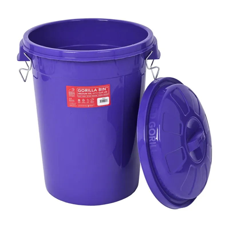 Red Gorilla 50L Bin with Clip Lid in Purple