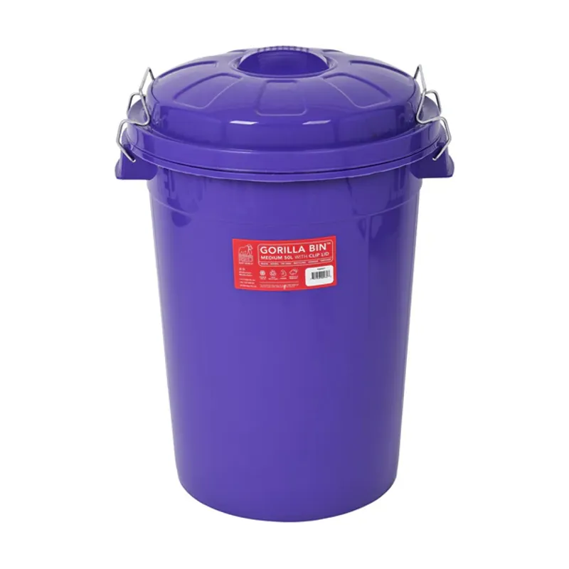Red Gorilla 50L Bin with Clip Lid in Purple-1
