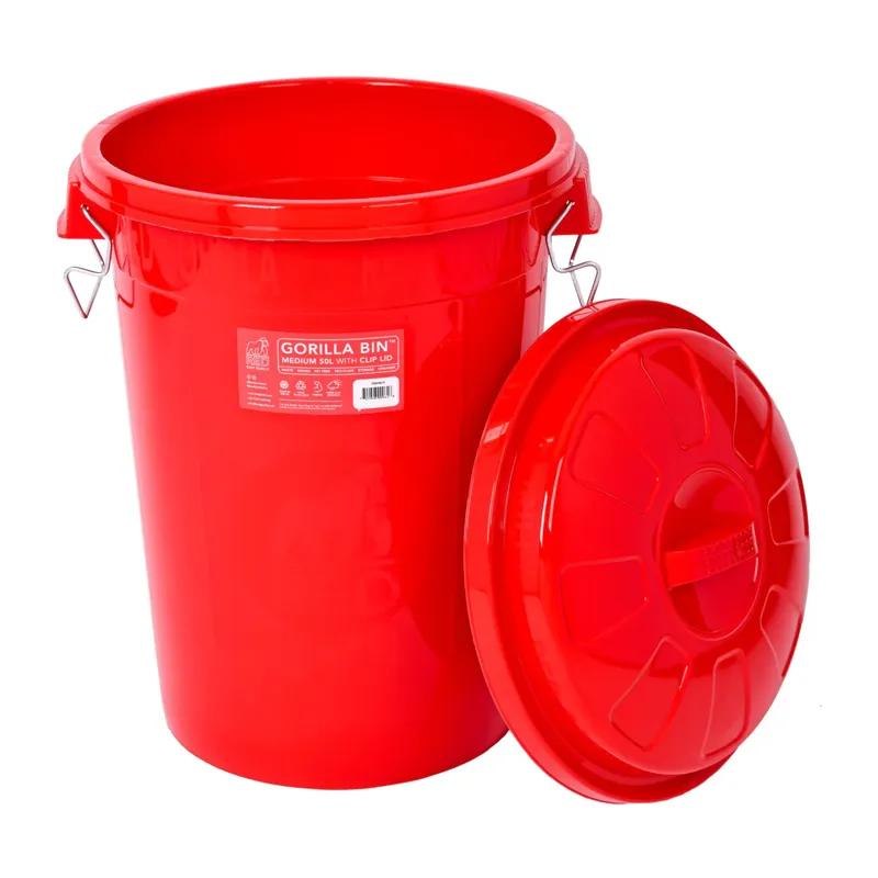 Red Gorilla 50L Bin with Clip Lid in Red