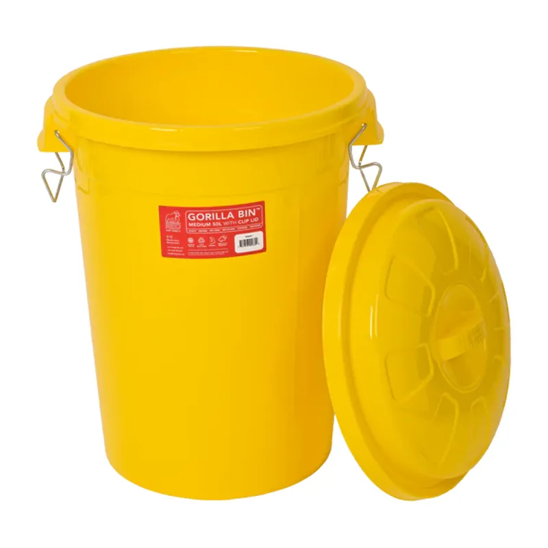 Red Gorilla 50L Bin with Clip Lid in Yellow