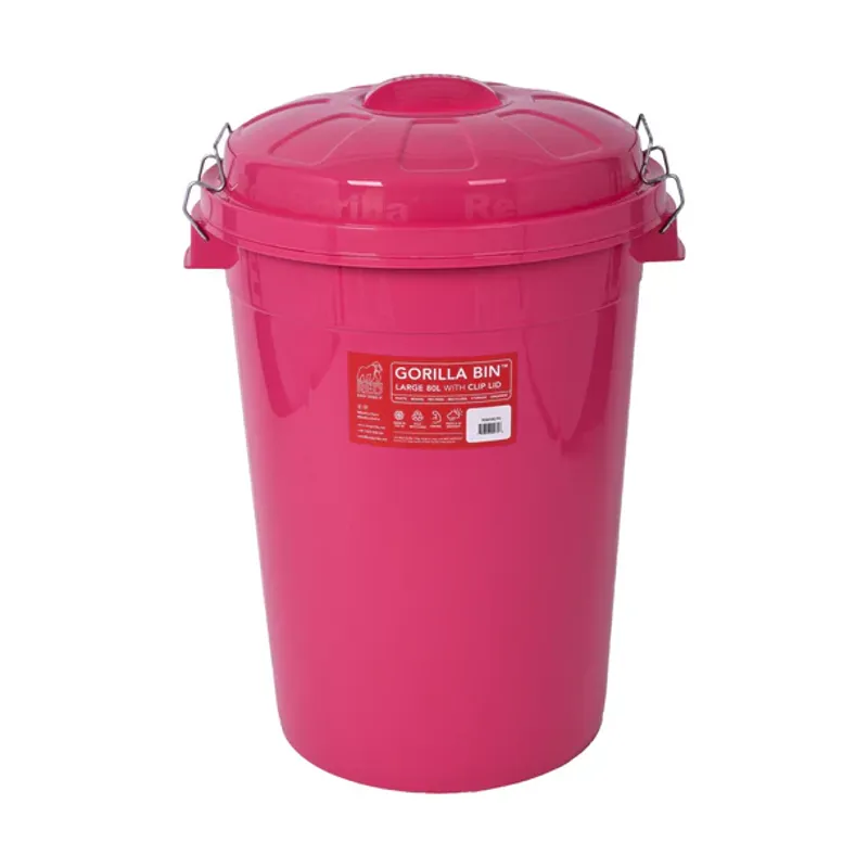 Red Gorilla 80L Bin with Clip Lid in Pink-1