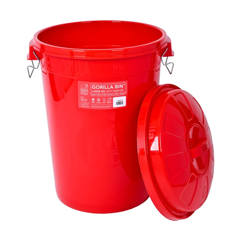 Red Gorilla 80L Bin with Clip Lid in Red