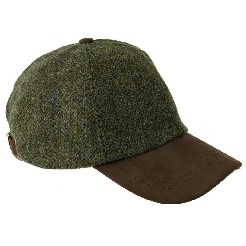 Heather Tyndrum Tweed and Leather Baseball Cap in Green