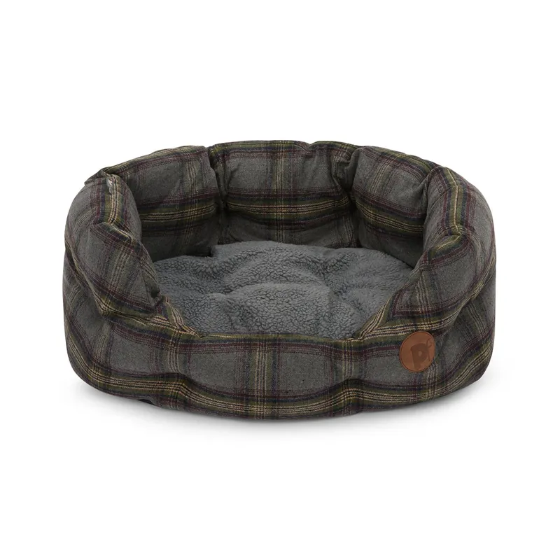 Petface Grey Tweed Oval Dog Bed
