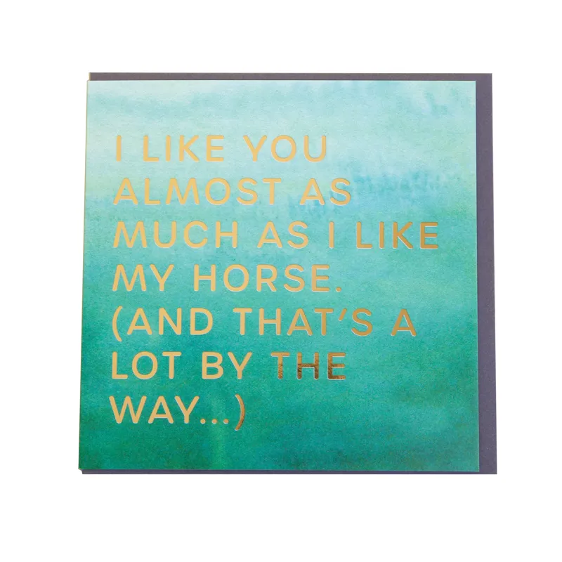Gubblecote Greetings Card - I like you almost as much as my horse