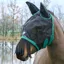 Hy Equestrian Mesh Half Mask With Fringe in Black/Teal - WEB EXCLUSIVE