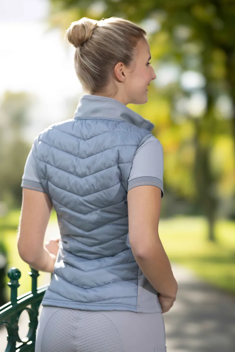 HKM Basel Ladies Jersey/Nylon Gilet - Grey and Rose Gold-4