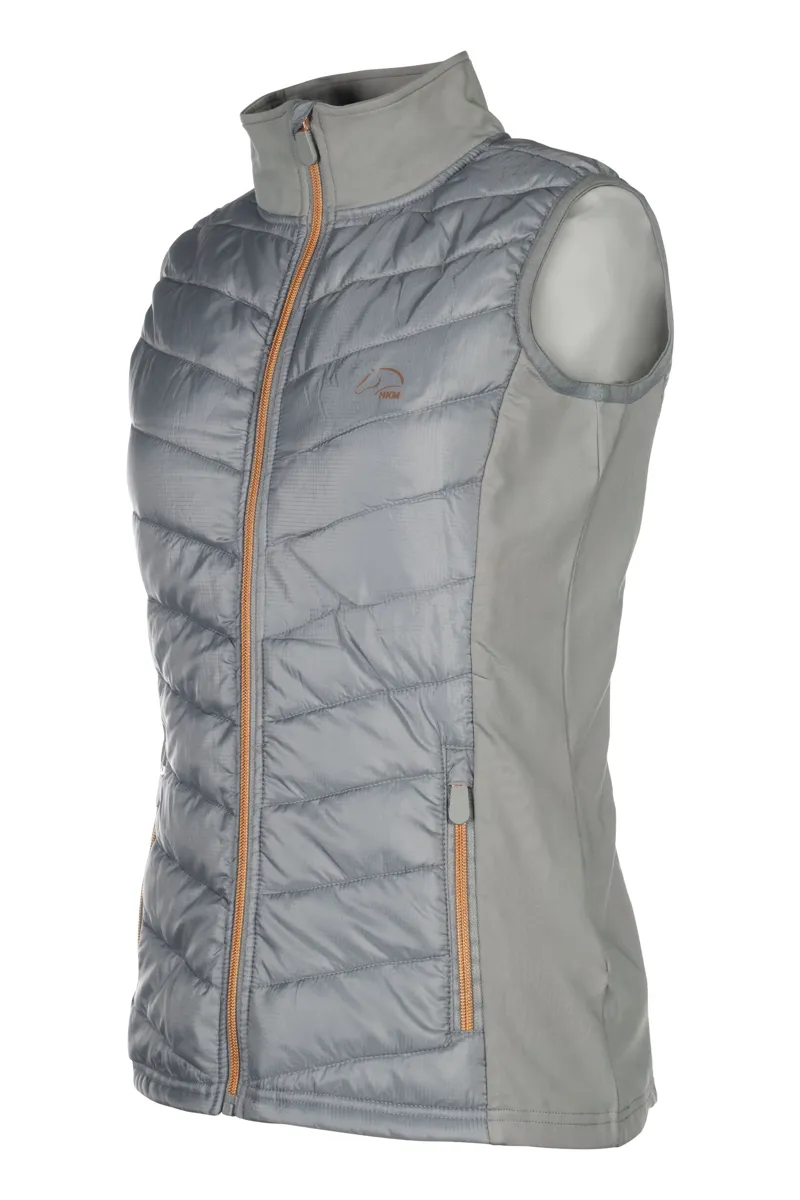 HKM Basel Ladies Jersey/Nylon Gilet - Grey and Rose Gold-2