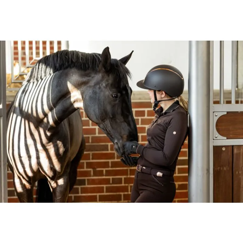 HKM Rosegold Glamour Long Sleeve Polo Shirt in Brown and Rose Gold-2