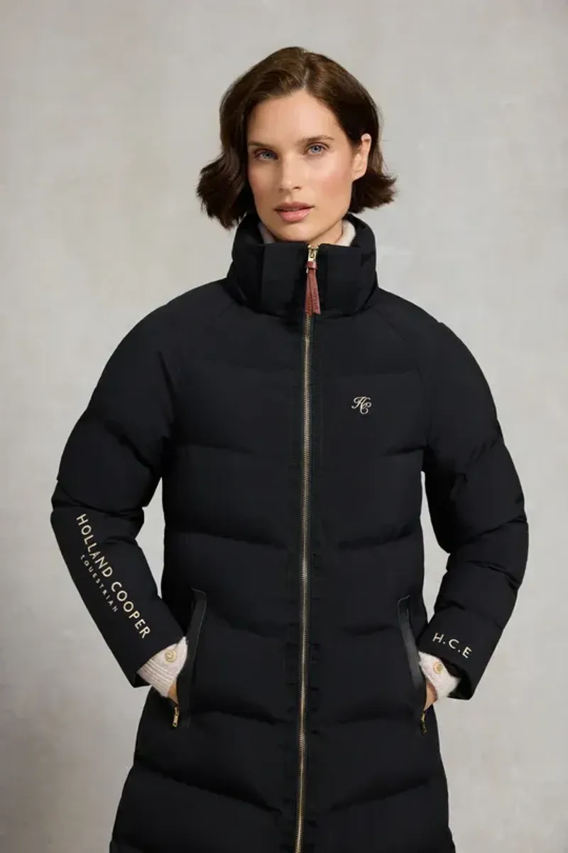 Holland Cooper Chiltern Longline Yard Coat Ladies in Black-4