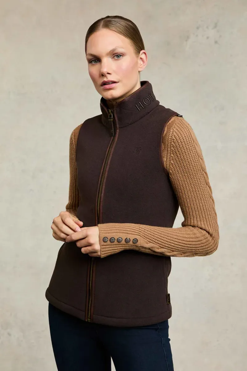 Holland Cooper Country Fleece Gilet Ladies in Chocolate