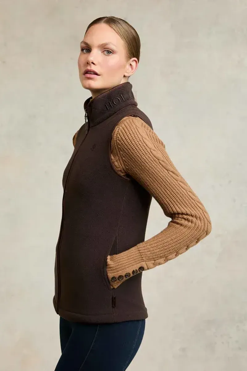 Holland Cooper Country Fleece Gilet Ladies in Chocolate-2