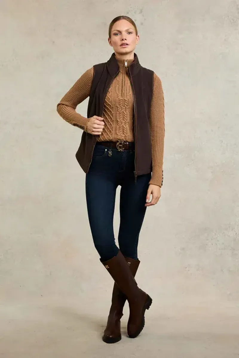 Holland Cooper Country Fleece Gilet Ladies in Chocolate-4