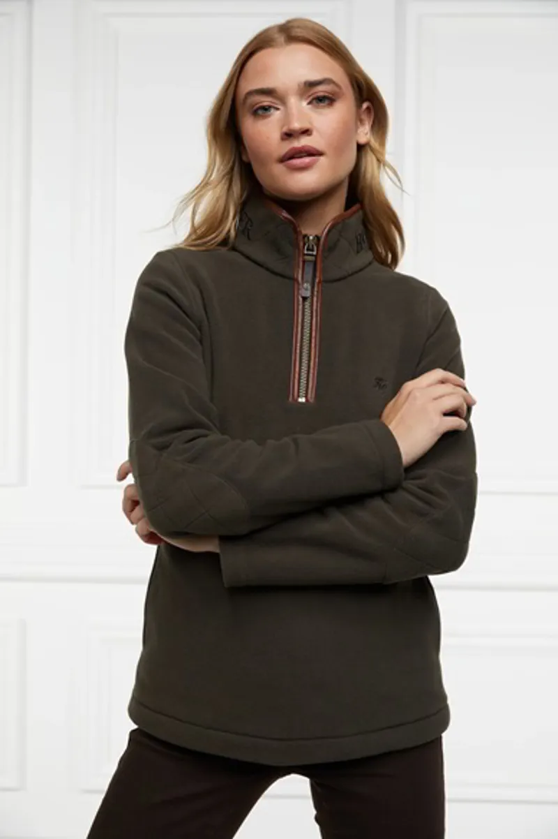 Holland Cooper Country Fleece Quarter Zip Ladies in Khaki-7