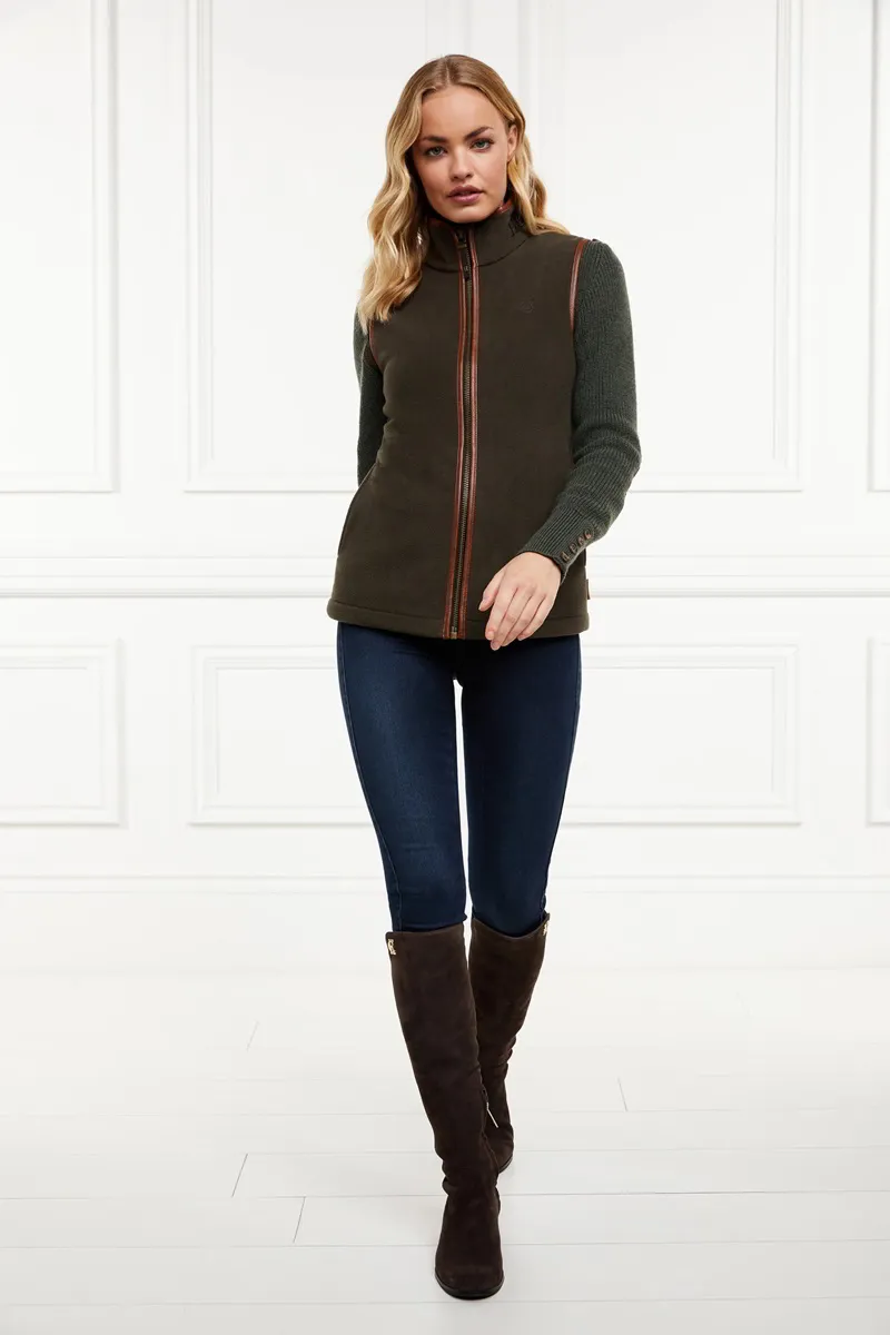 Holland Cooper Country Fleece Gilet in Khaki-4