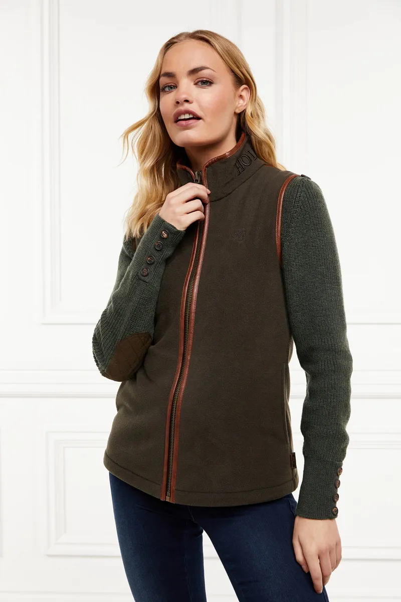 Holland Cooper Country Fleece Gilet in Khaki