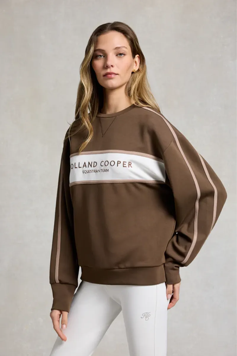 Holland Cooper Equestrian Crew Neck Sweat Ladies in Chestnut