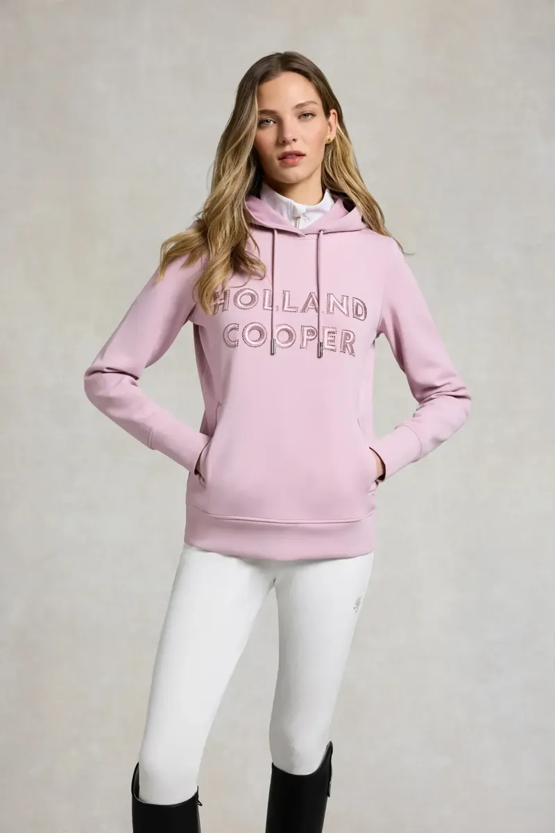 Holland Cooper Crystal Hoodie Ladies in Dawn Pink
