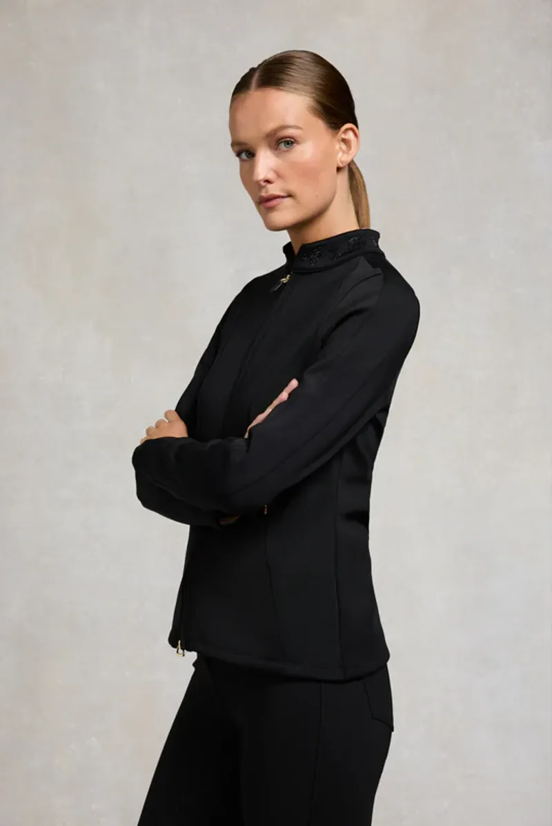Holland Cooper Crystal Zip Jacket Ladies in Black-2