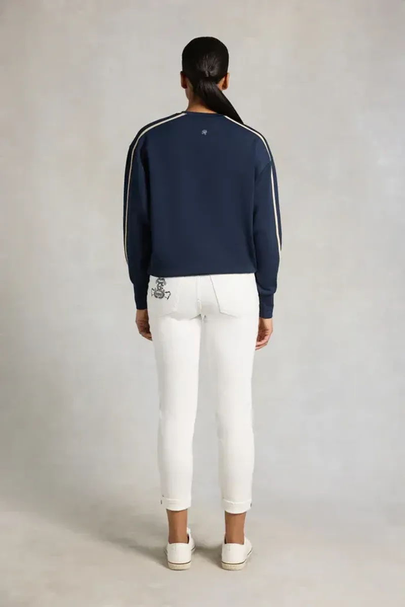 Holland Cooper Equestrian Crew Neck Sweat Ladies in Ink Navy-2
