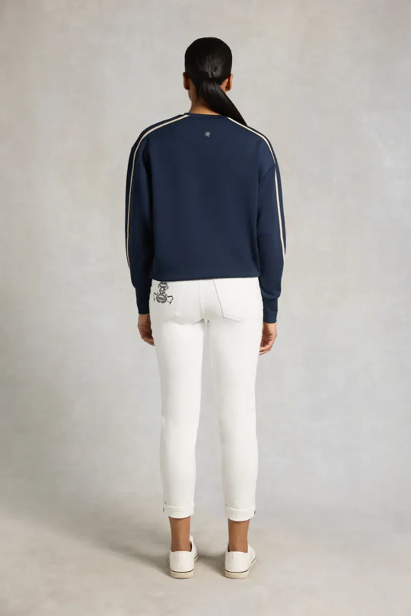 Holland Cooper Equestrian Crew Neck Sweat Ladies in Ink Navy-1